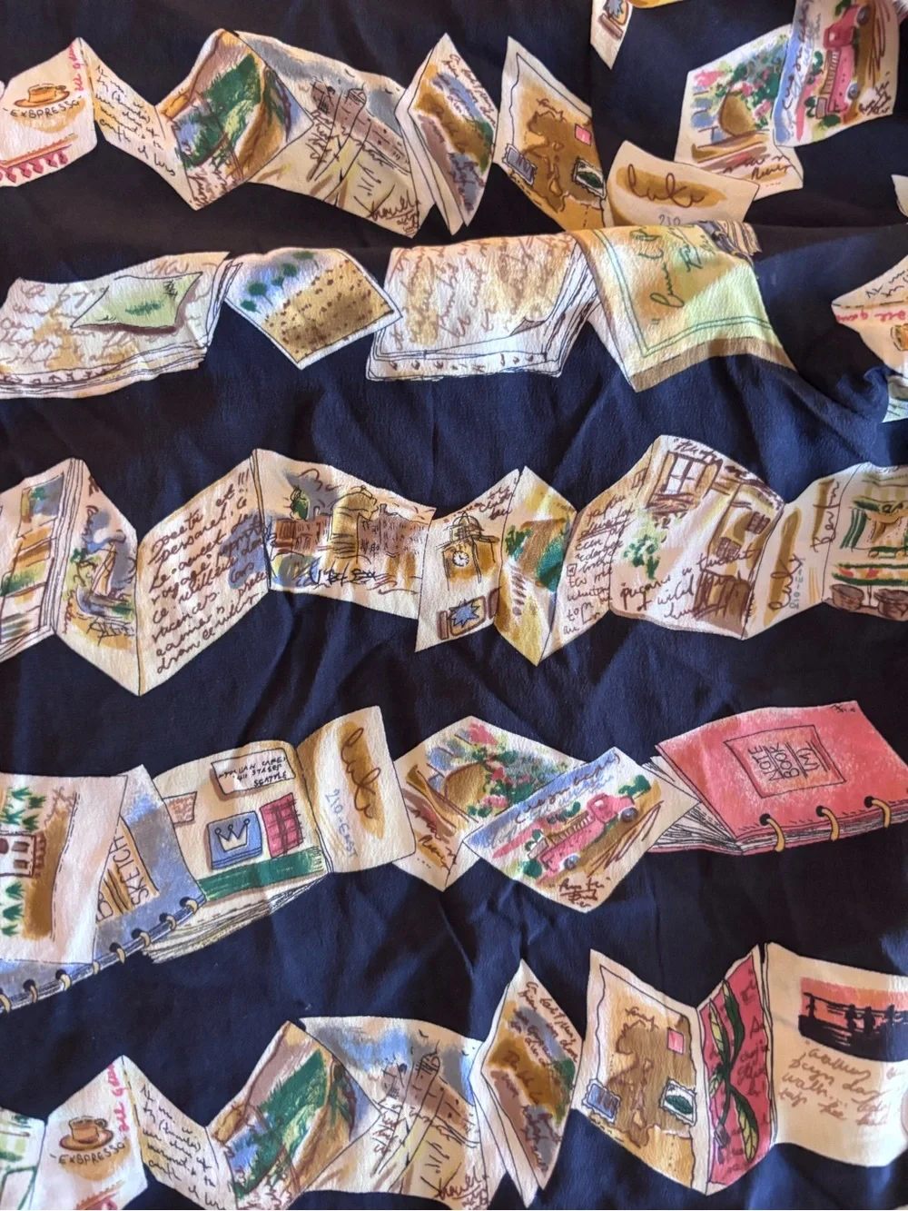 Vintage 90’s Carlie’s Court Book Notebook Library 100% Silk Shirt Size M